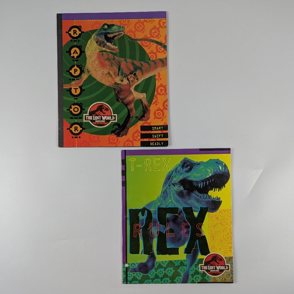 Jurassic Park The Lost World Vintage 1998 2 Pocket Dinosaur School Folders